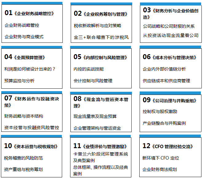 企業(yè)財務(wù)總監(jiān)培訓(xùn)班課程(財務(wù)總監(jiān)課程)